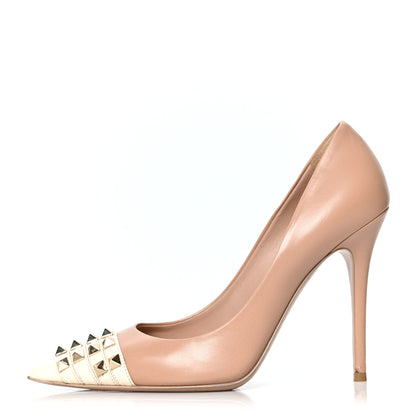 Valentino Garavani Kidskin Patent Rockstud Alcove 110mm Pumps 38.5 Rose Cannelle Ivory 1 of 8