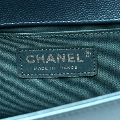 Chanel Metallic Caviar Quilted Medium Boy Flap Turquoise 6 of 10