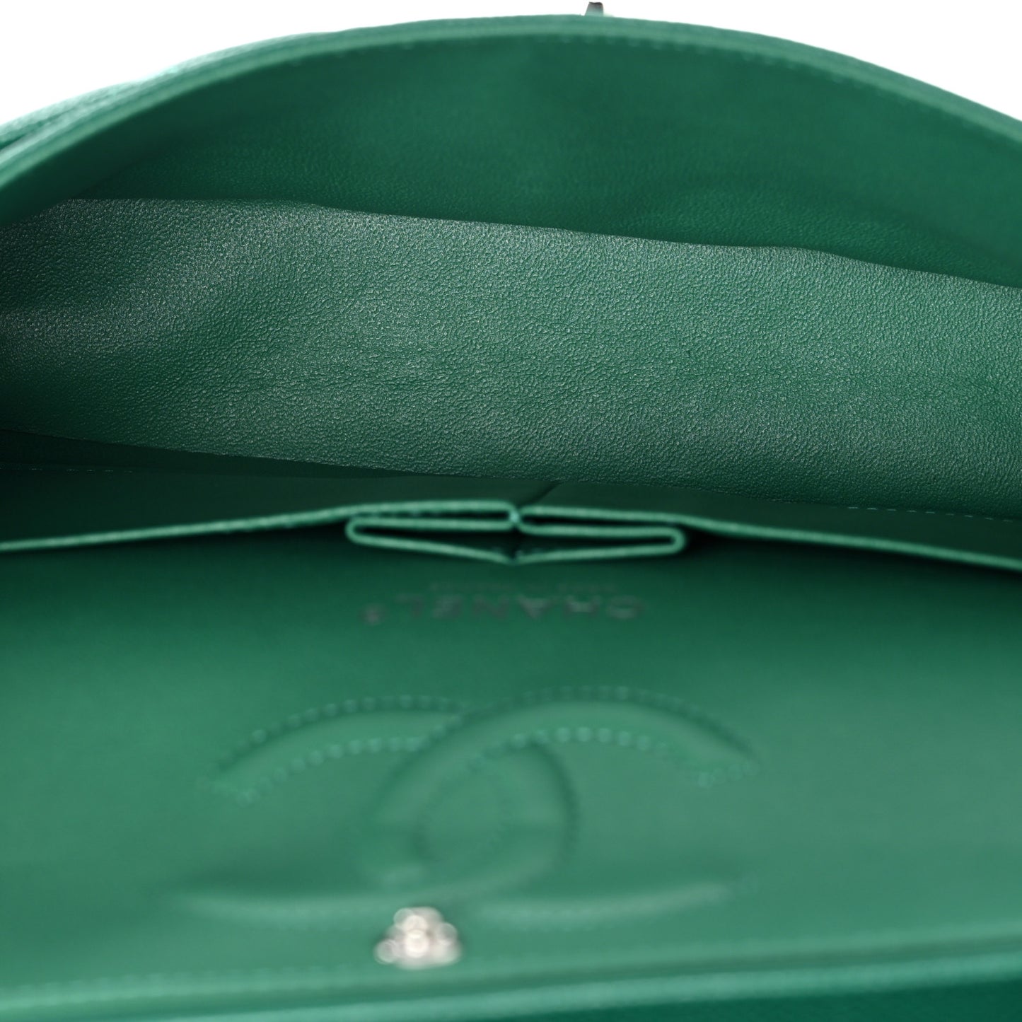 Caviar Quilted Medium Double Flap Green
