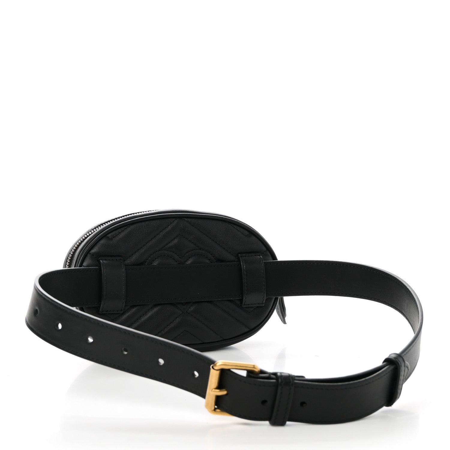 Gucci Calfskin Matelasse GG Marmont Belt Bag 75 30 Black 3 of 11