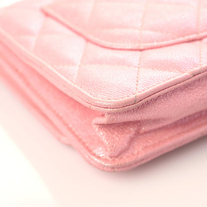 Chanel Iridescent Caviar Quilted Wallet on Chain WOC Rose Pink 11 of 16