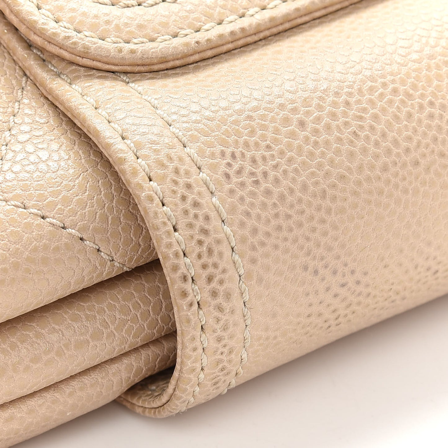 Glazed Caviar Coco Rider Flap Shoulder Bag Beige
