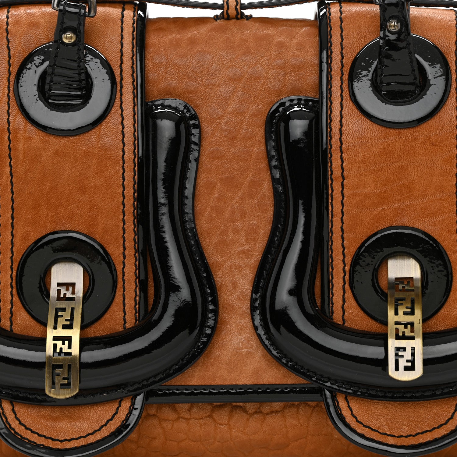 Fendi Nappa Patent B Bag Osso Black 7 of 10