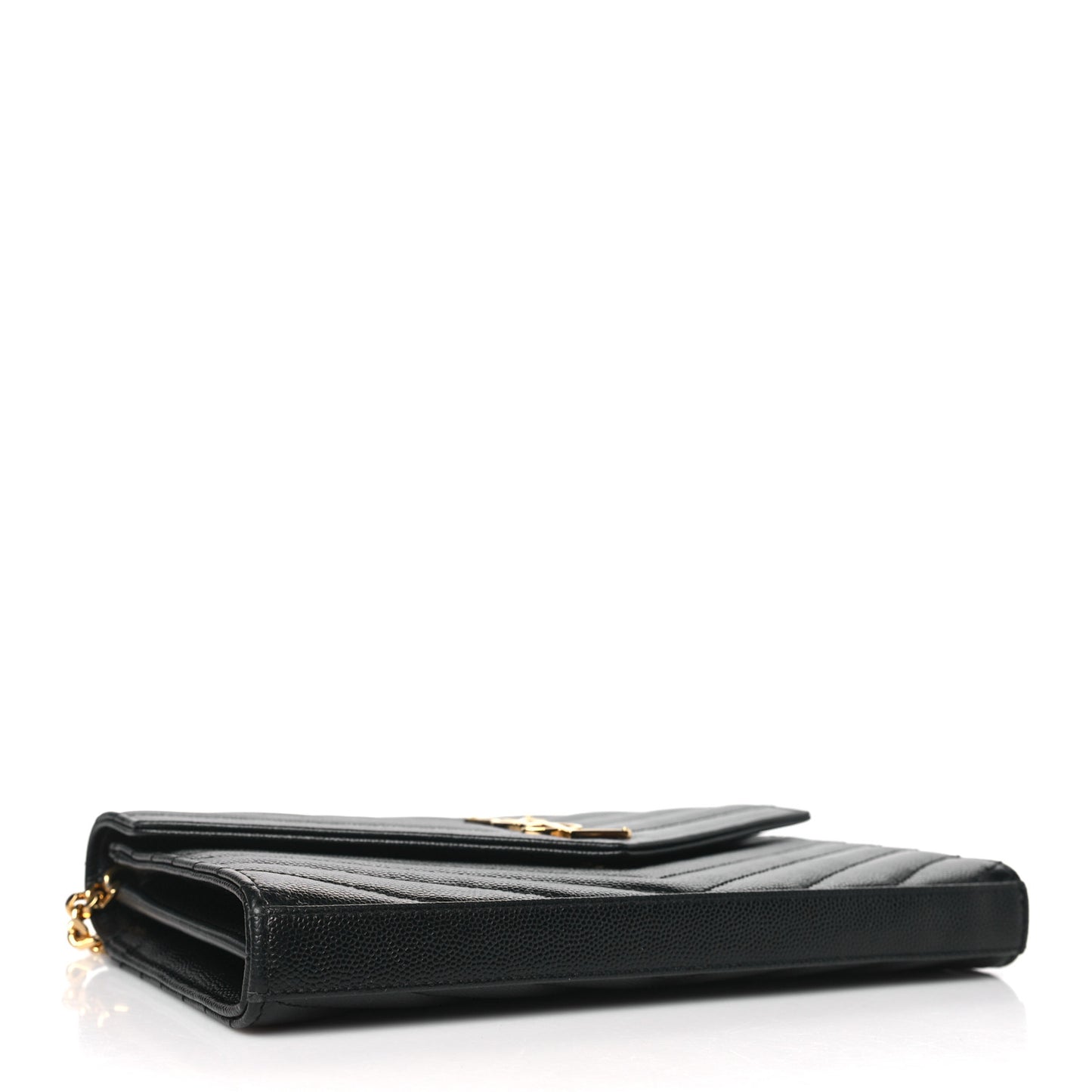 Grain De Poudre Matelasse Chevron Monogram Chain Wallet Black