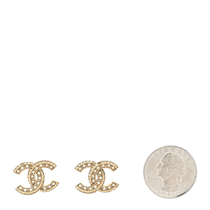 Chanel Crystal Timeless CC Earrings Gold 2 of 4