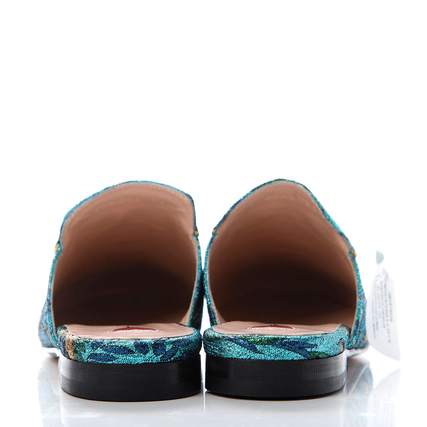 Iridescent Brocade Womens Princetown Slippers 35.5 Azure Multicolor Oro