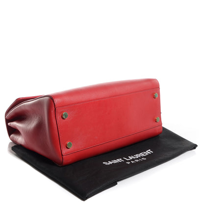 Saint Laurent Calfskin Medium Moujik Top Handle Bag Lipstick Red 4 of 8