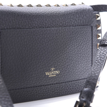 Valentino Garavani Pebbled Calfskin Small Rockstud Overlay Flap Shoulder Bag Black 10 of 11