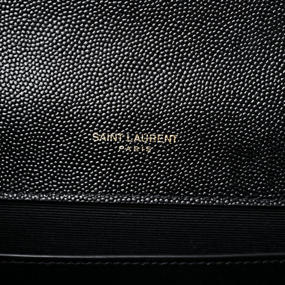 Saint Laurent Grain De Poudre Textured Mixed Matelasse Triquilt Medium Monogram Satchel Black 6 of 10