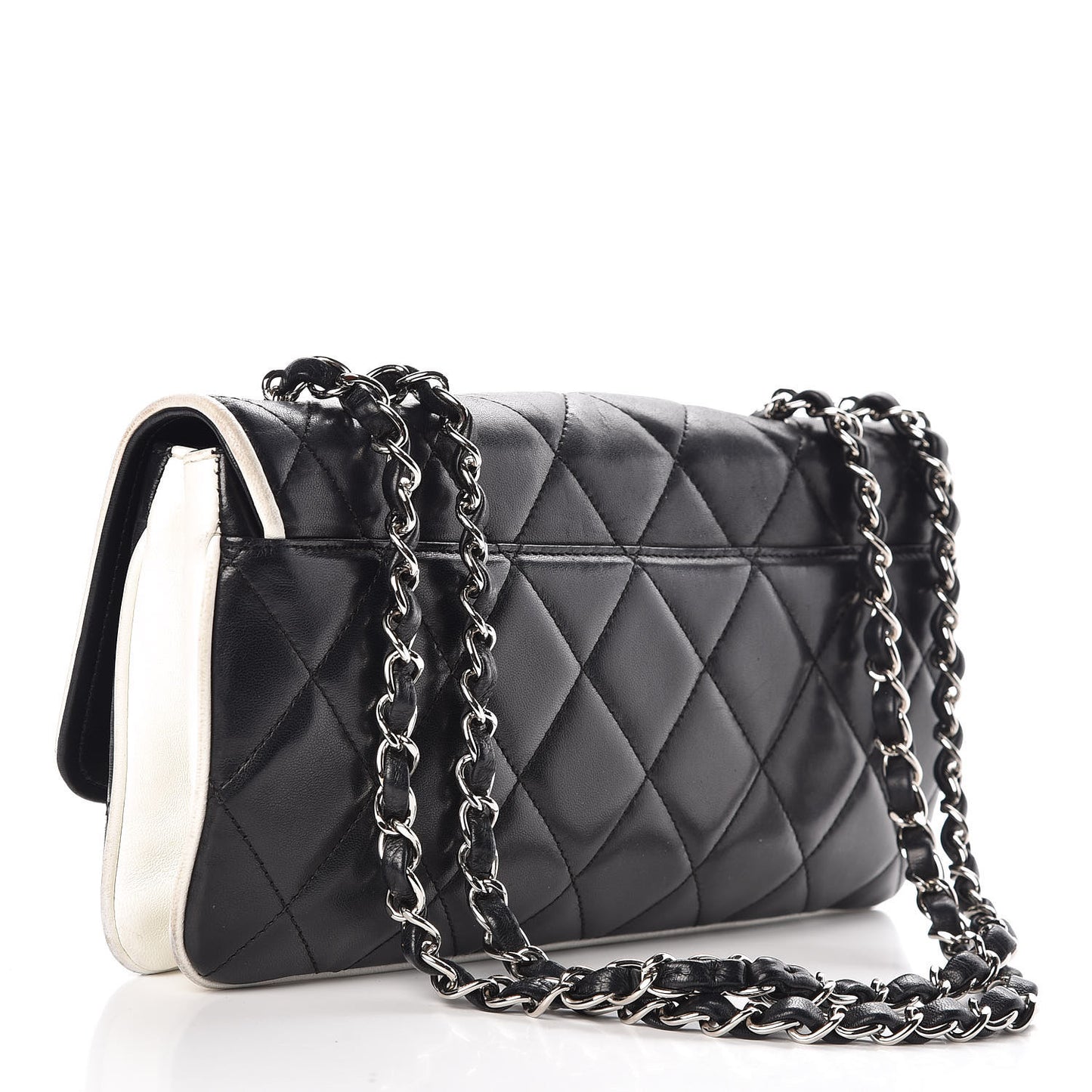 Lambskin Two Tone Flap Black White
