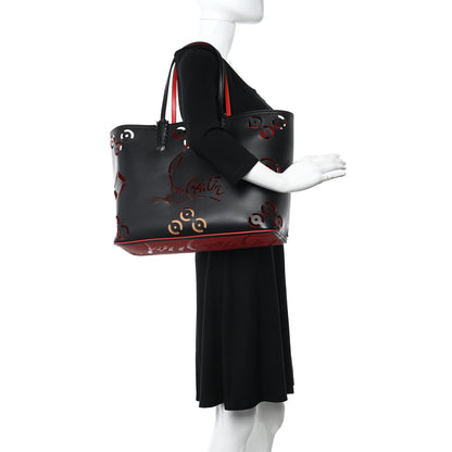 Christian Louboutin Calfskin Loubinthesky Perforated Cabarock Spikes Tote Black 2 of 11