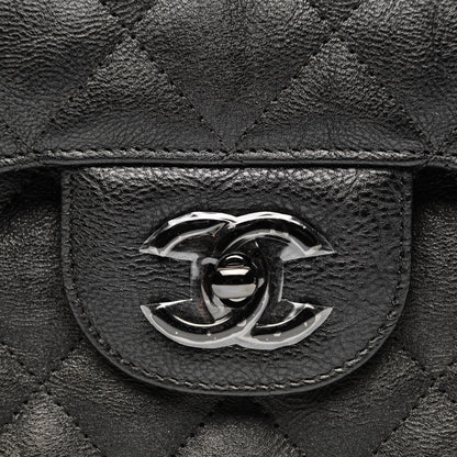 Chanel Crumpled Calfskin Quilted Jumbo Double Flap So Black 8 of 8