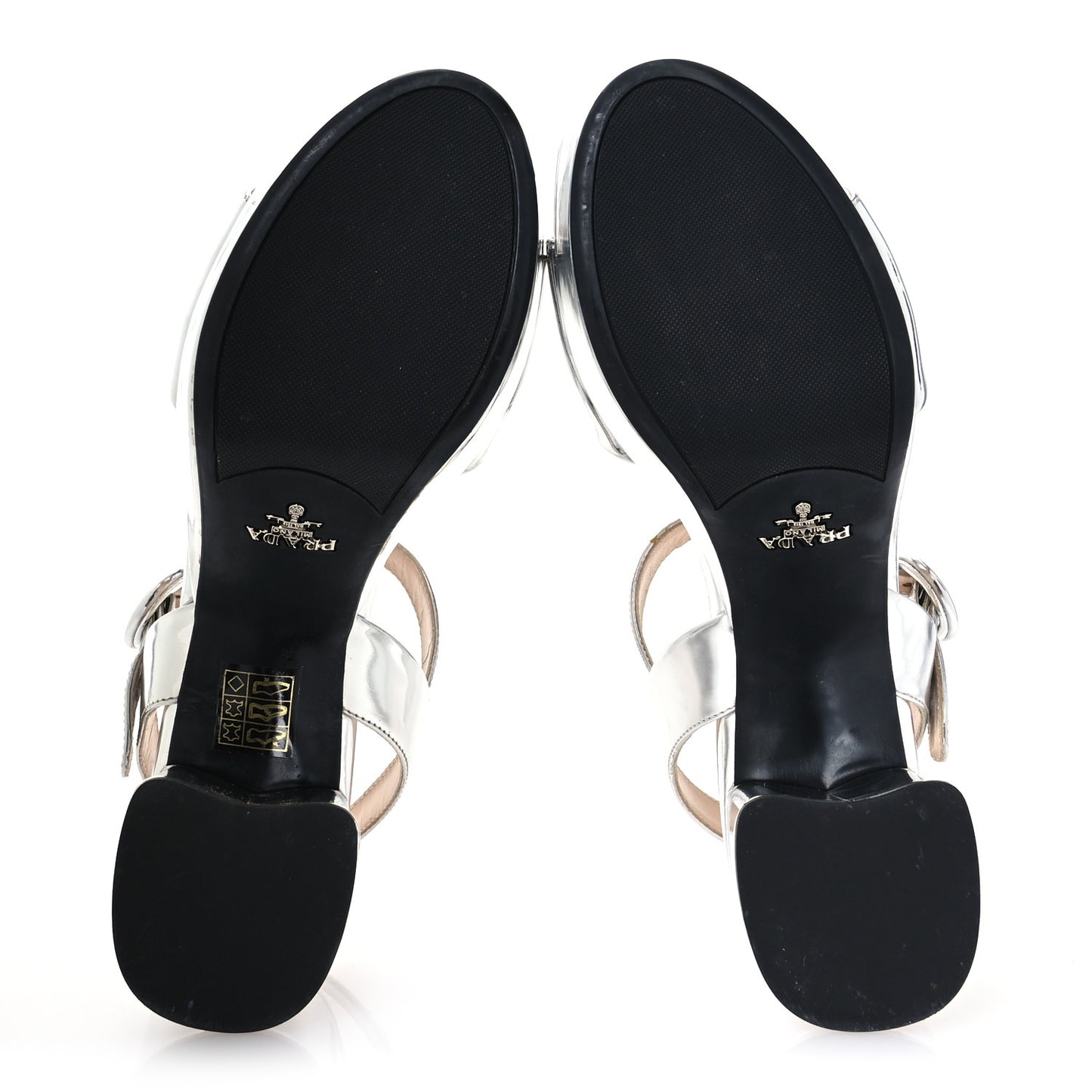 Vitello Metallic Calfskin Platform Sandals 37.5 Argento