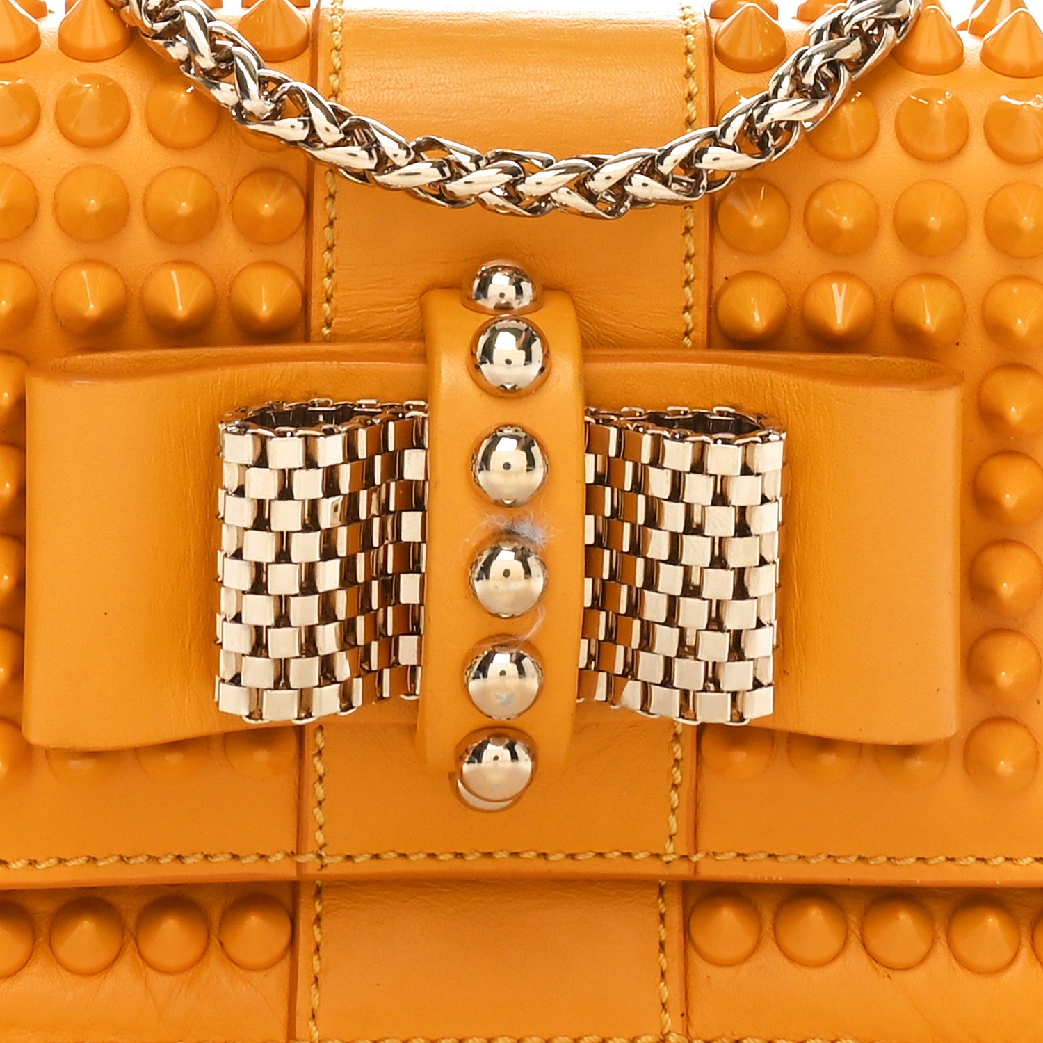 Christian Louboutin Calfskin Spiked Sweety Charity Crossbody Bag Yellow 8 of 11