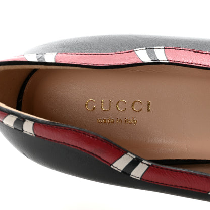 Gucci Malaga Kid Snake Ballet Flats 39 Black Hibiscus Red 15 of 18