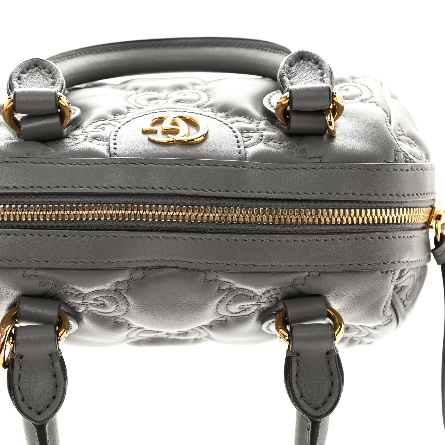 Gucci Calfskin GG Matelasse Mini Bowler Bag Dusty Grey Natural 11 of 11
