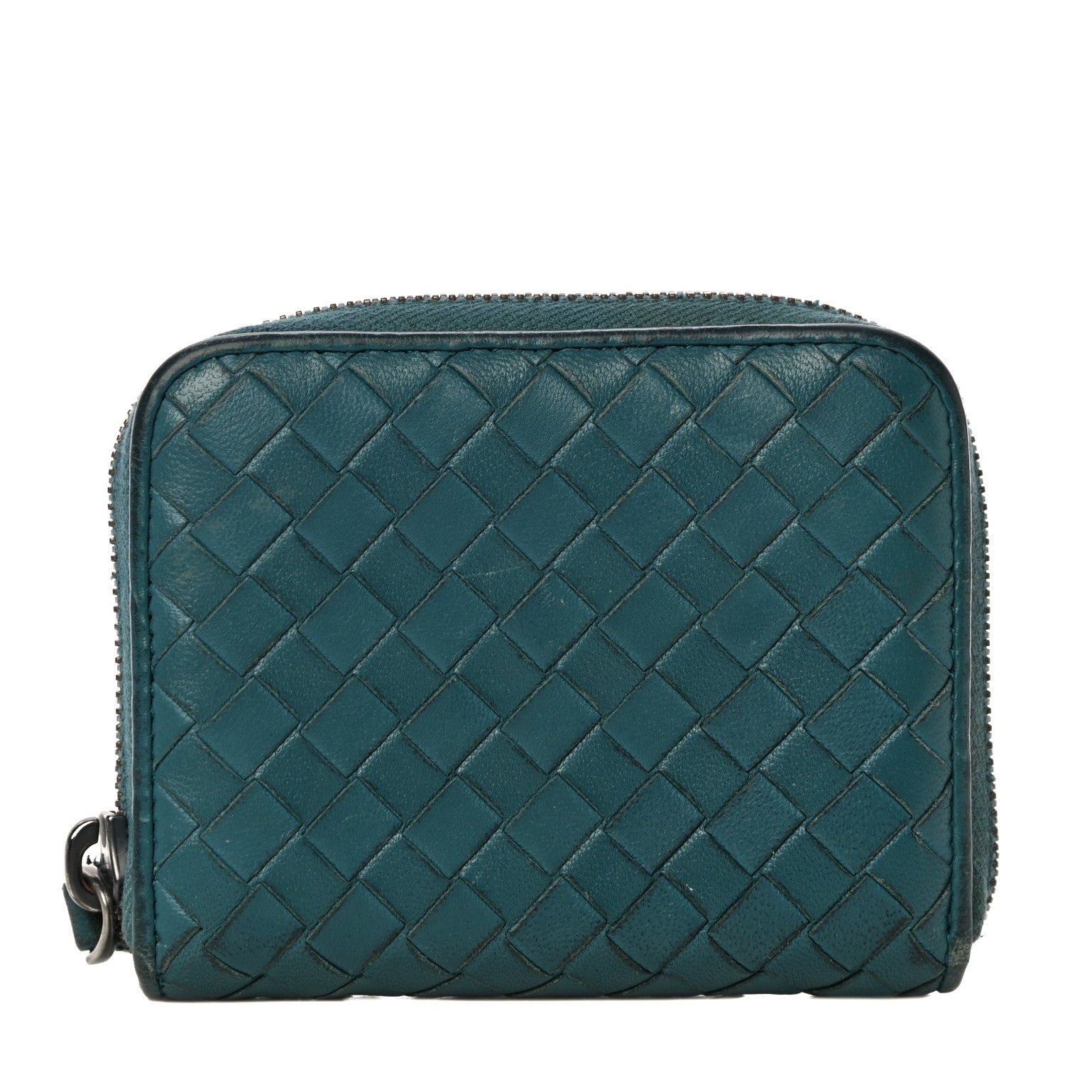 Bottega Veneta Nappa Intrecciato Zip Around Coin Purse Lagoon 1 of 22