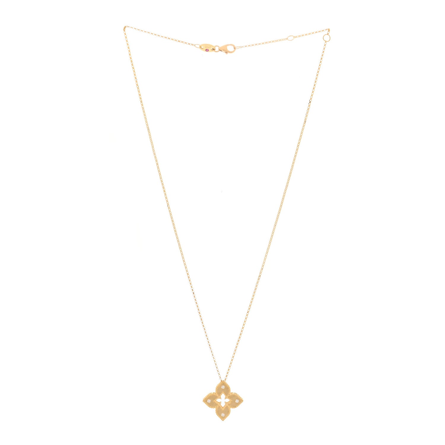 Roberto Coin 18K Yellow Gold Diamond Medium Venetian Princess Flower Pendant Necklace 3 of 6