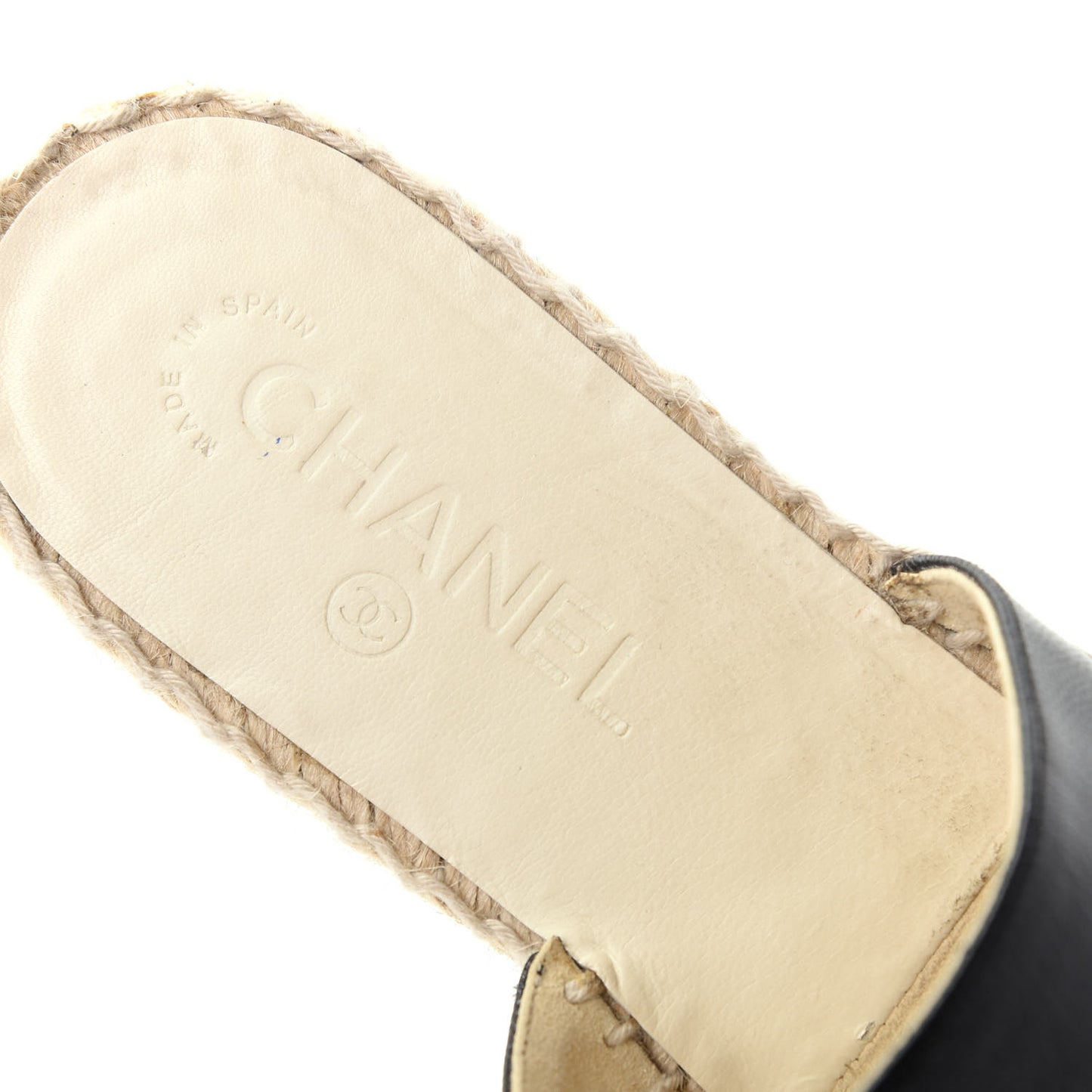 Goatskin Patent CC Espadrille Mules 40 Black