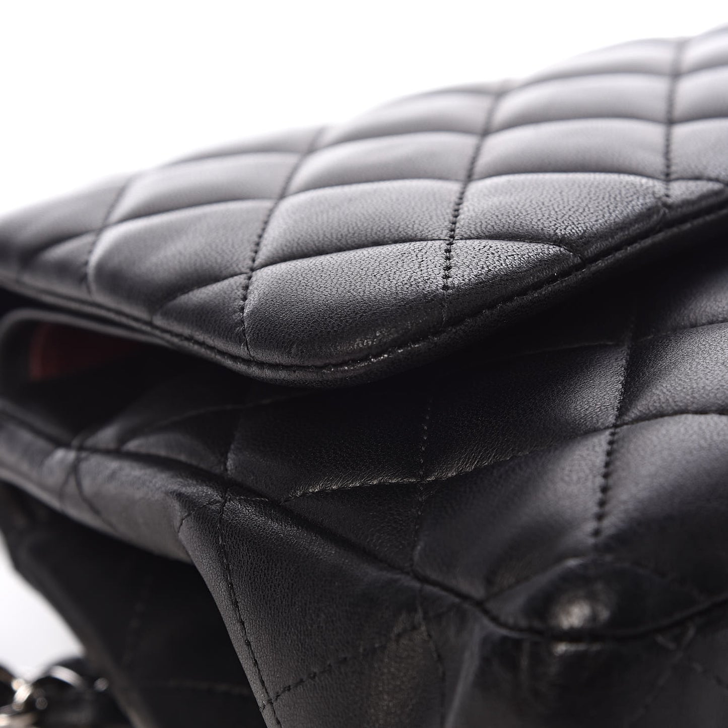 Lambskin Quilted Jumbo Double Flap Black
