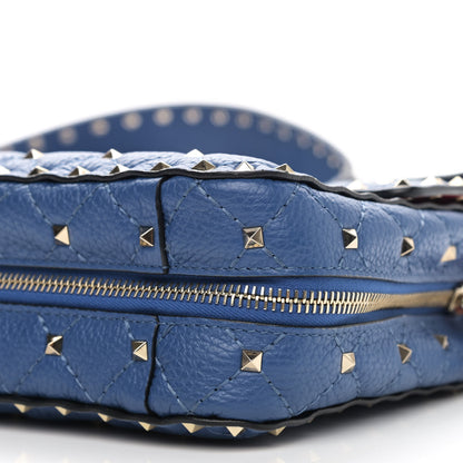 Valentino Garavani Grained Calfskin Medium Rockstud Spike Shoulder Bag Blue 9 of 10