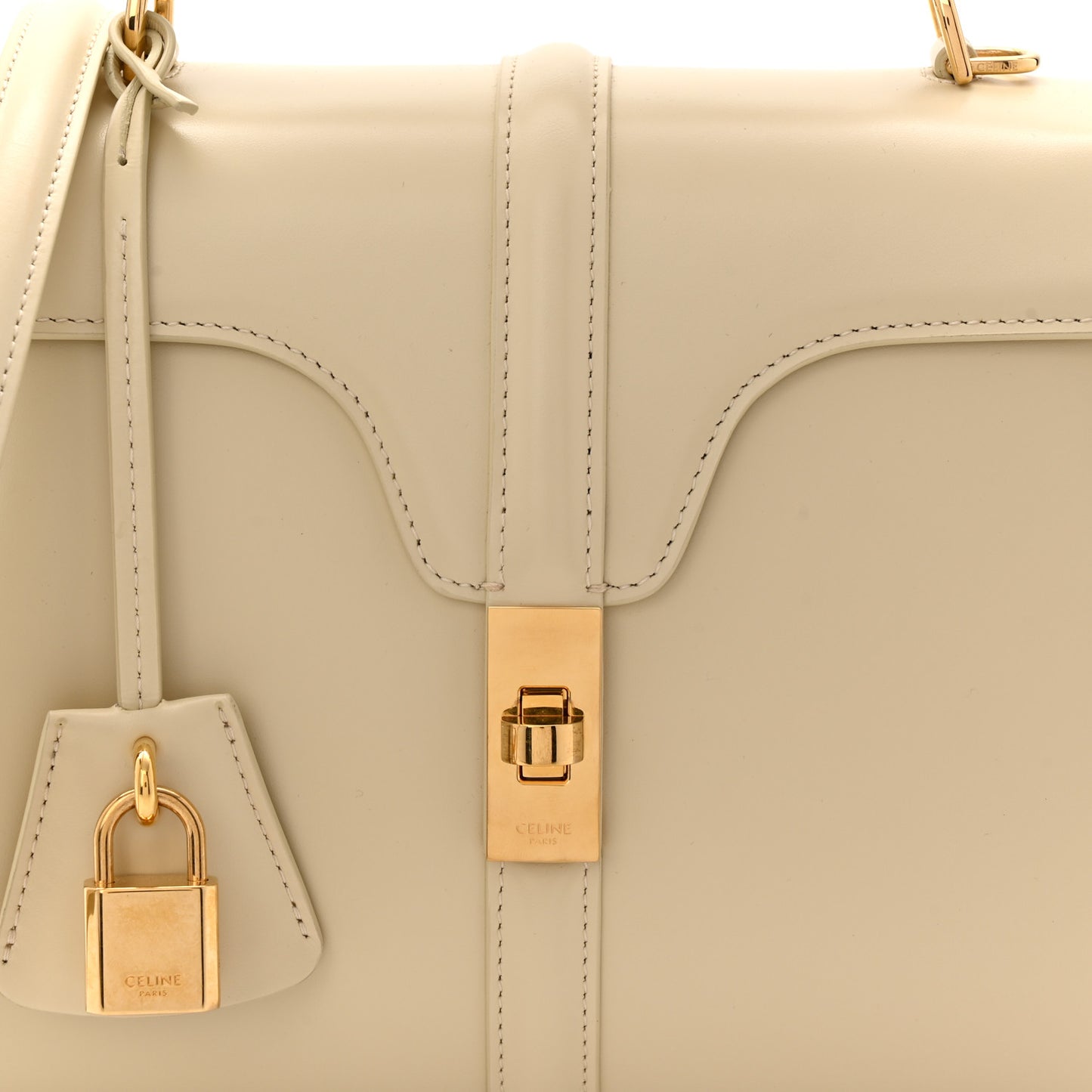 Satinated Calfskin Small 16 Top Handle Bag Beige