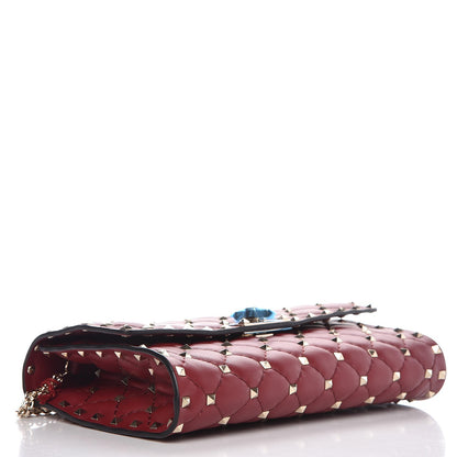 Valentino Garavani Nappa Rockstud Spike Wallet on Chain Rubino 8 of 12