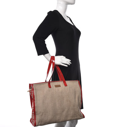 Fendi Linen Patent FF Shopping Tote Fragola 2 of 12