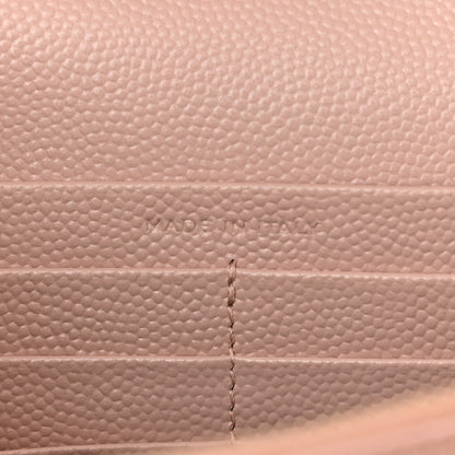 Saint Laurent Grain De Poudre Matelasse Chevron Monogram Chain Wallet Pale Blush 7 of 12