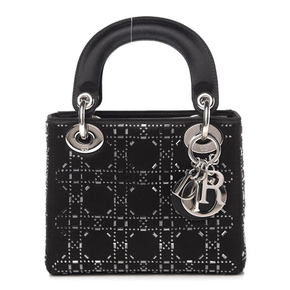 Christian Dior Satin Crystal Cannage Mini Lady Dior Black 1 of 10