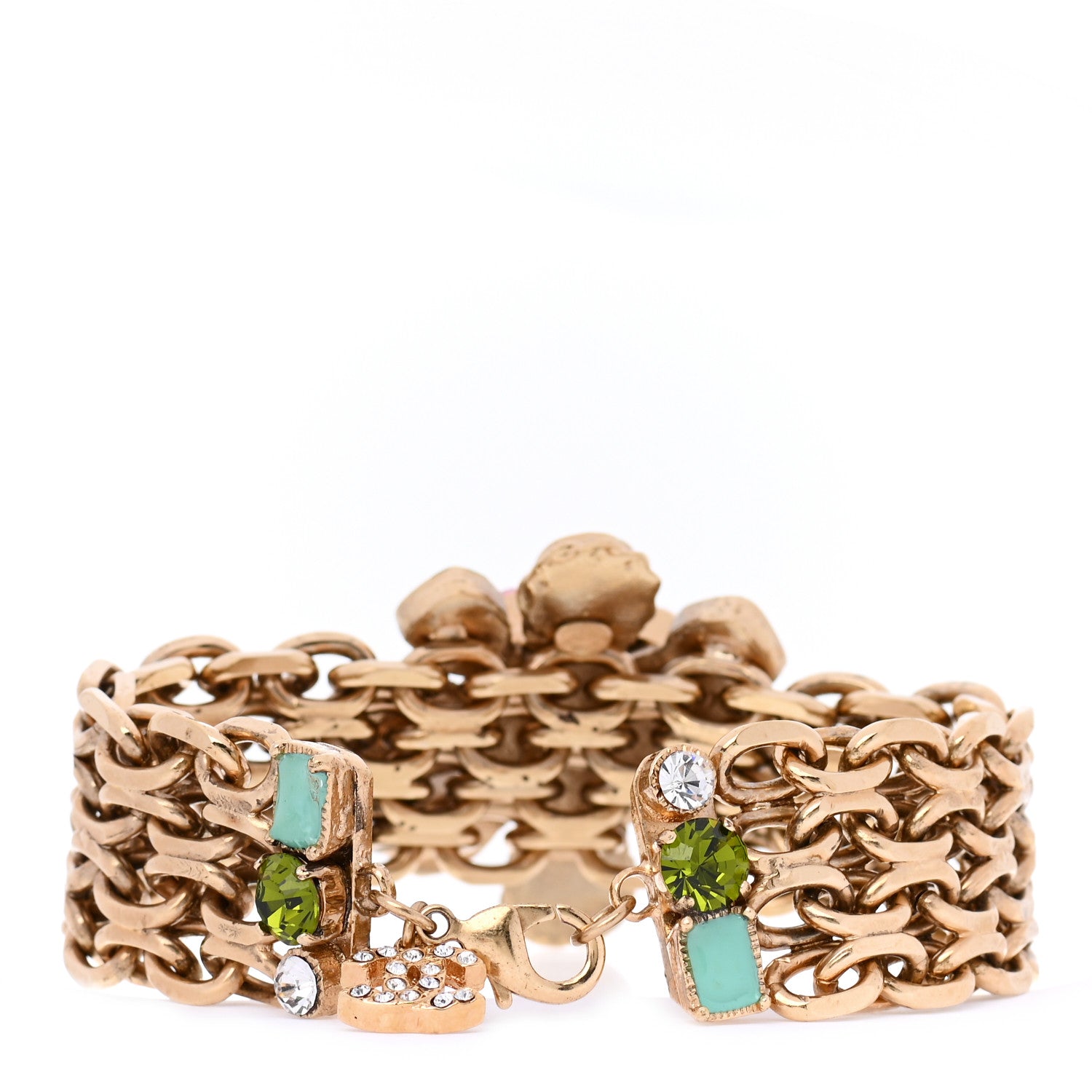 Chanel Crystal Pearl Gripoix Bracelet Gold 2 of 9