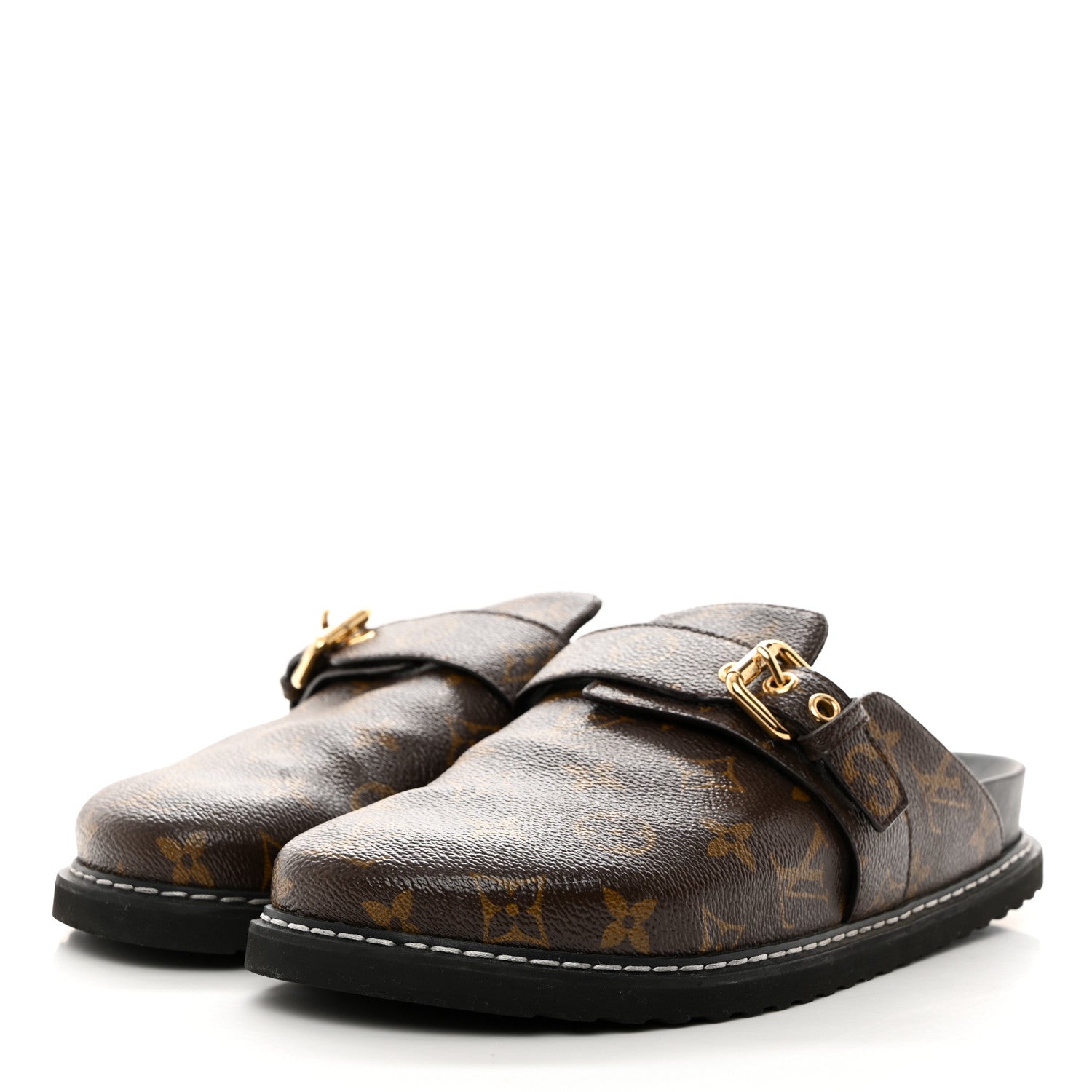 Louis Vuitton Patent Monogram Womens Cosy Flat Comfort Clog Mules 40 Brown 3 of 9