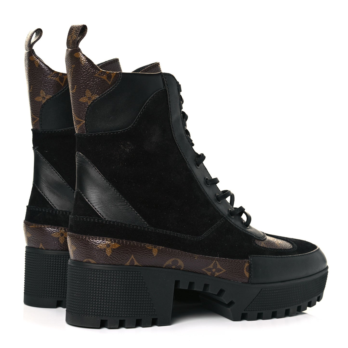 Suede Calfskin Monogram Laureate Platform Desert Boots 41 Black