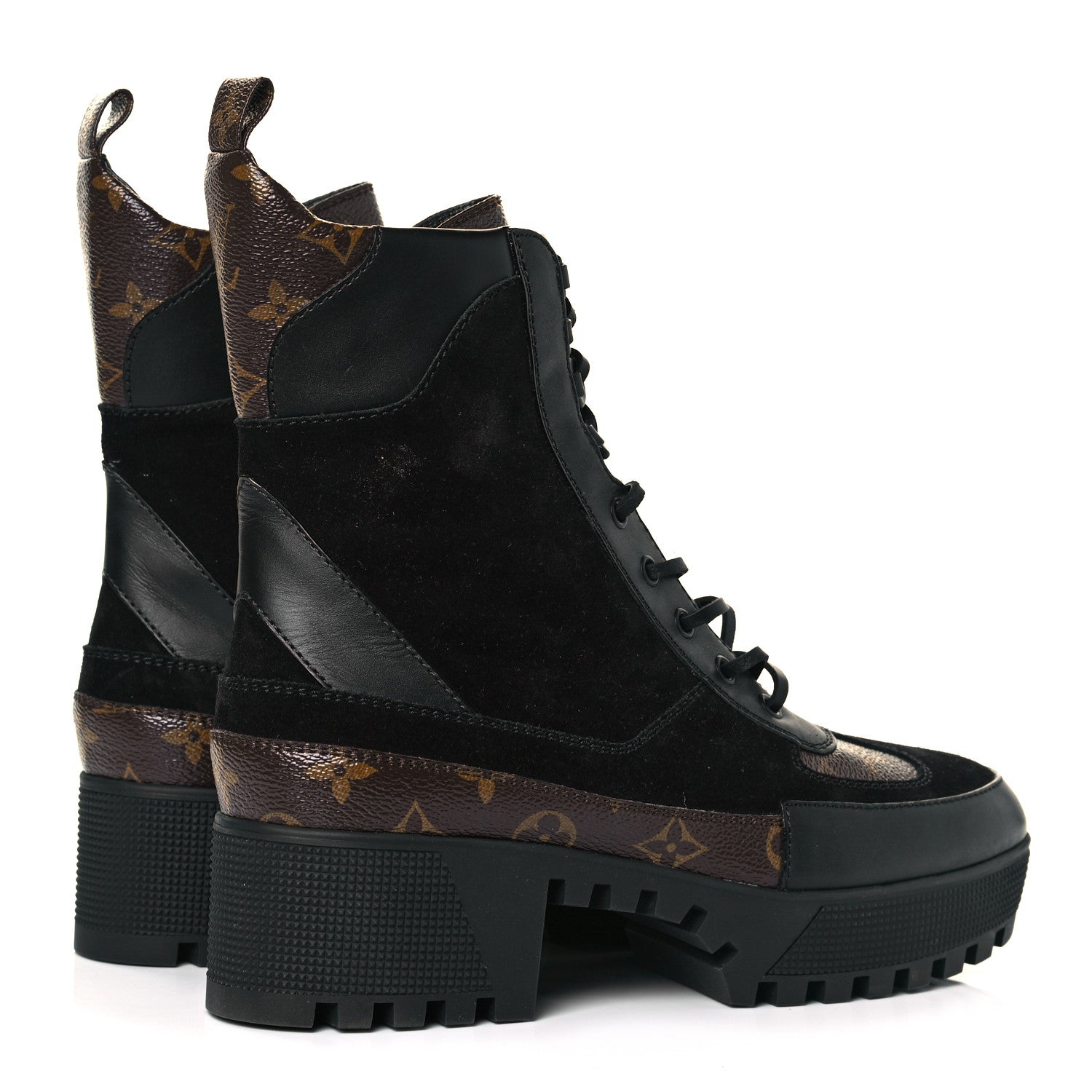 Louis Vuitton Suede Calfskin Monogram Laureate Platform Desert Boots 41 Black 4 of 8