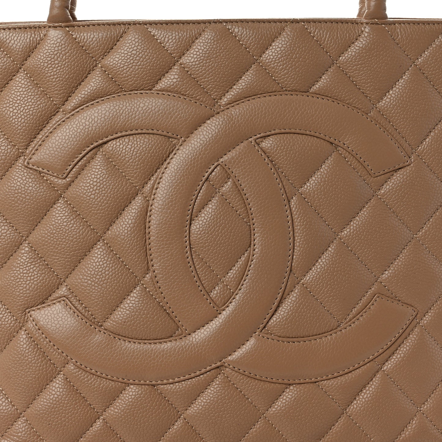 Caviar Quilted Medallion Tote Beige