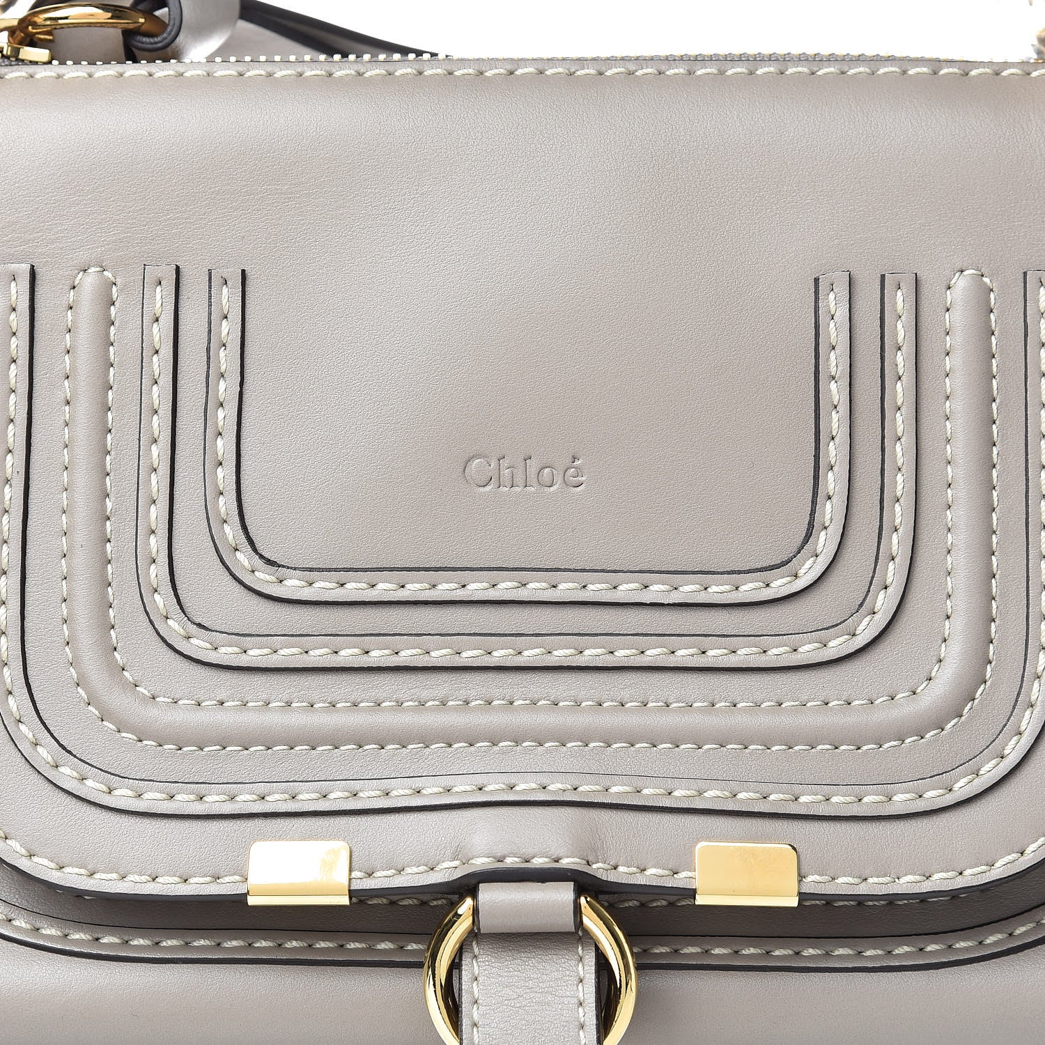 Chloe Shiny Calfskin Small Marcie Saddle Shoulder Bag Motty Grey 8 of 10