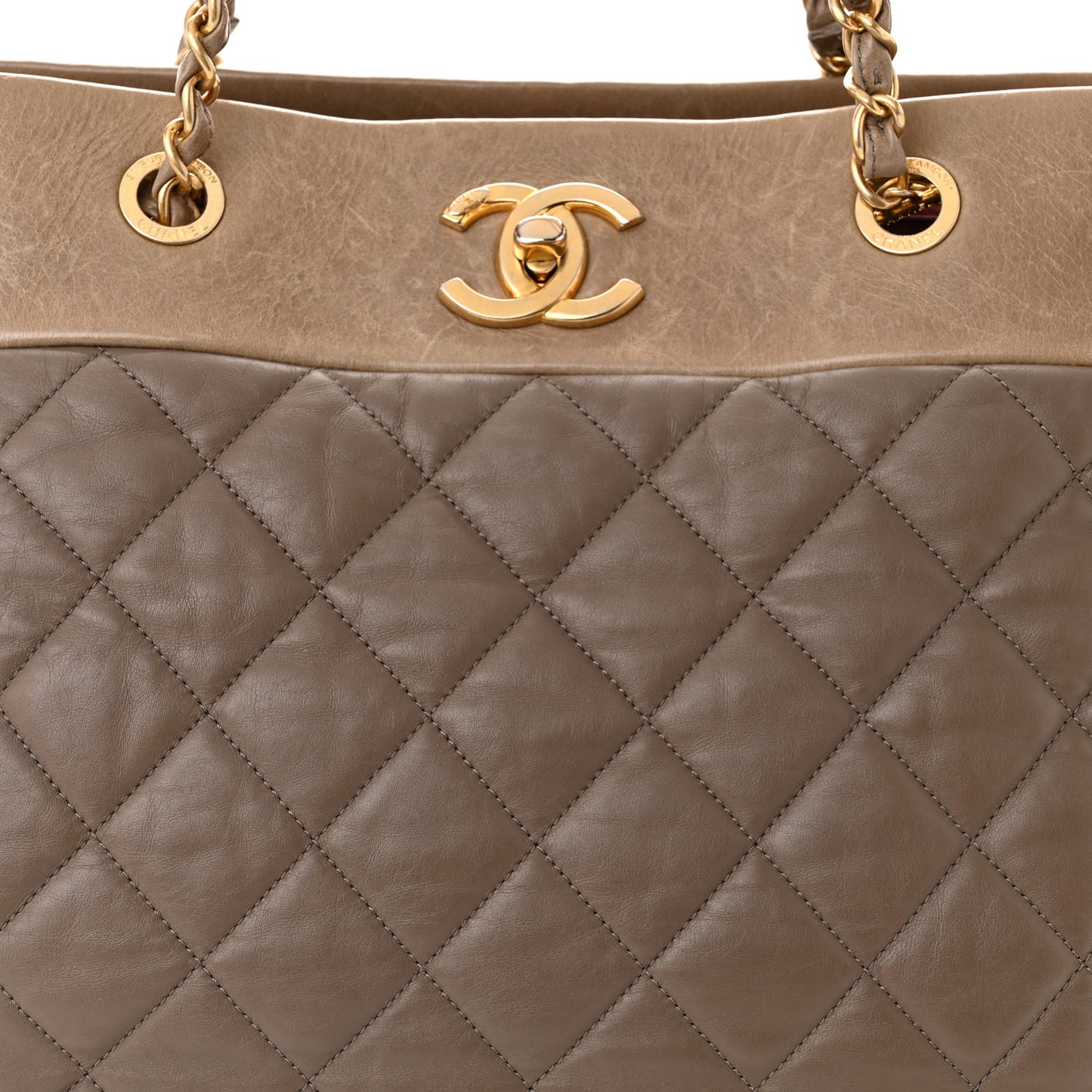 Calfskin Quilted Large Soft Elegance Tote Beige