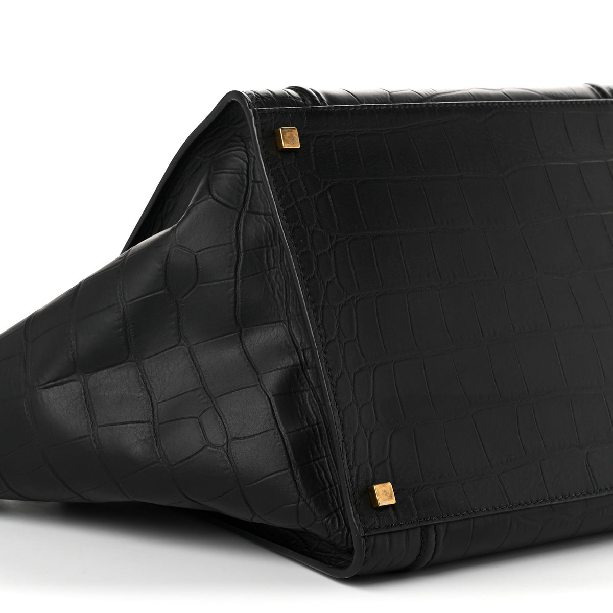 Celine Crocodile Embossed Calfskin Medium Phantom Luggage Black 7 of 8