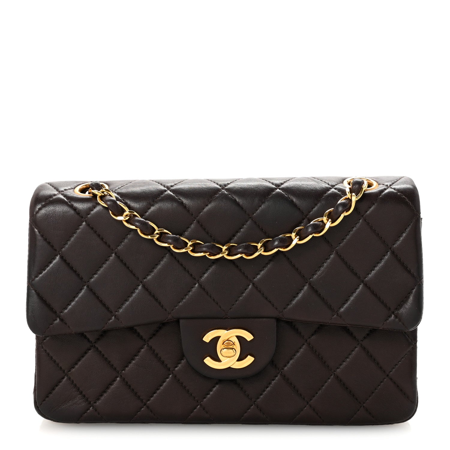 Chanel Lambskin Quilted Small Double Flap Dark Brown 1 of 10