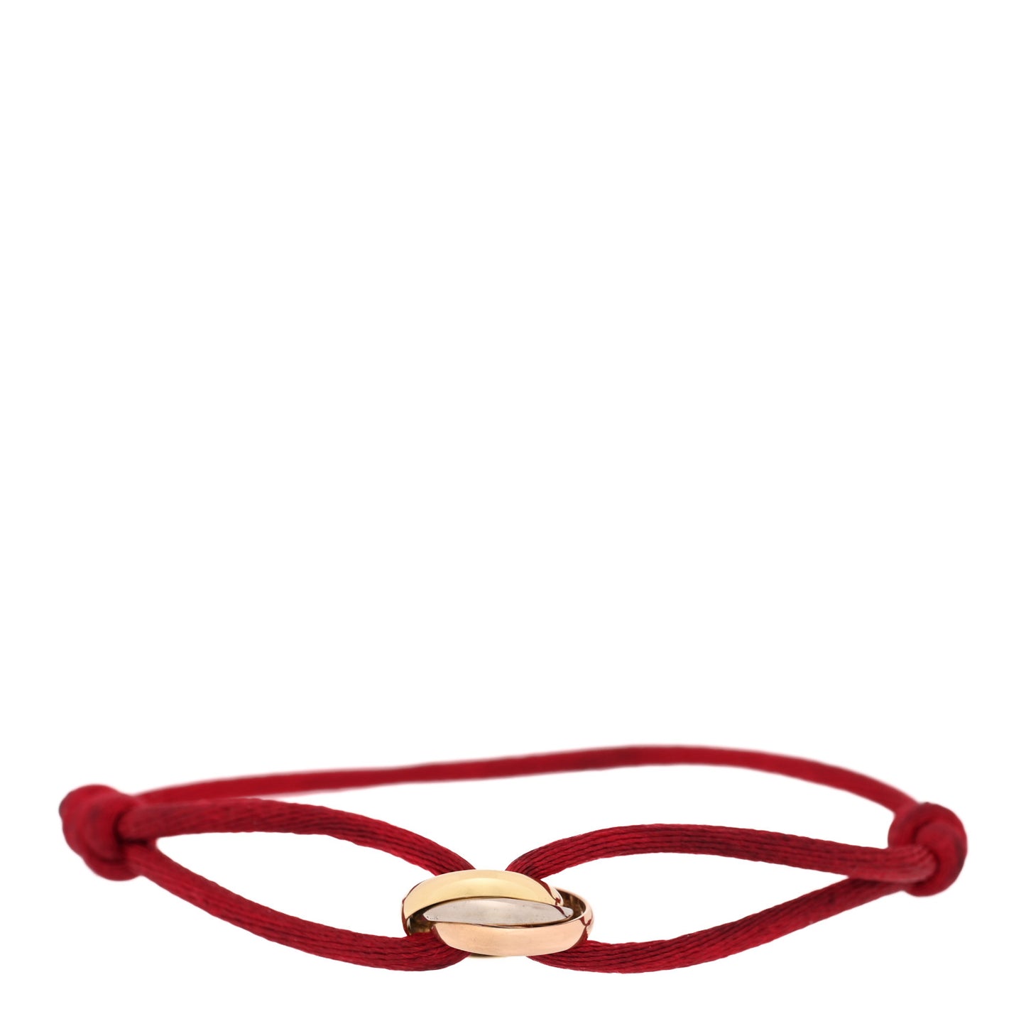 18K Pink Yellow White Gold Trinity Cord Bracelet Red