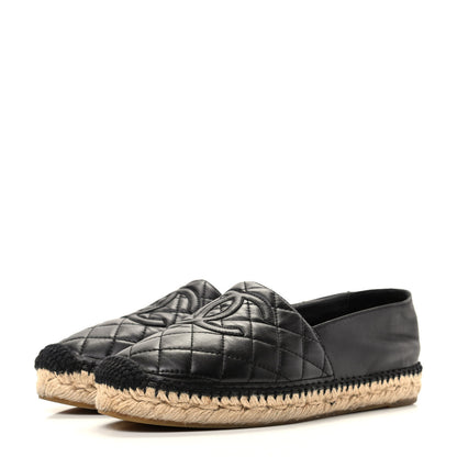 Chanel Lambskin Quilted CC Espadrilles 38 Black 3 of 8