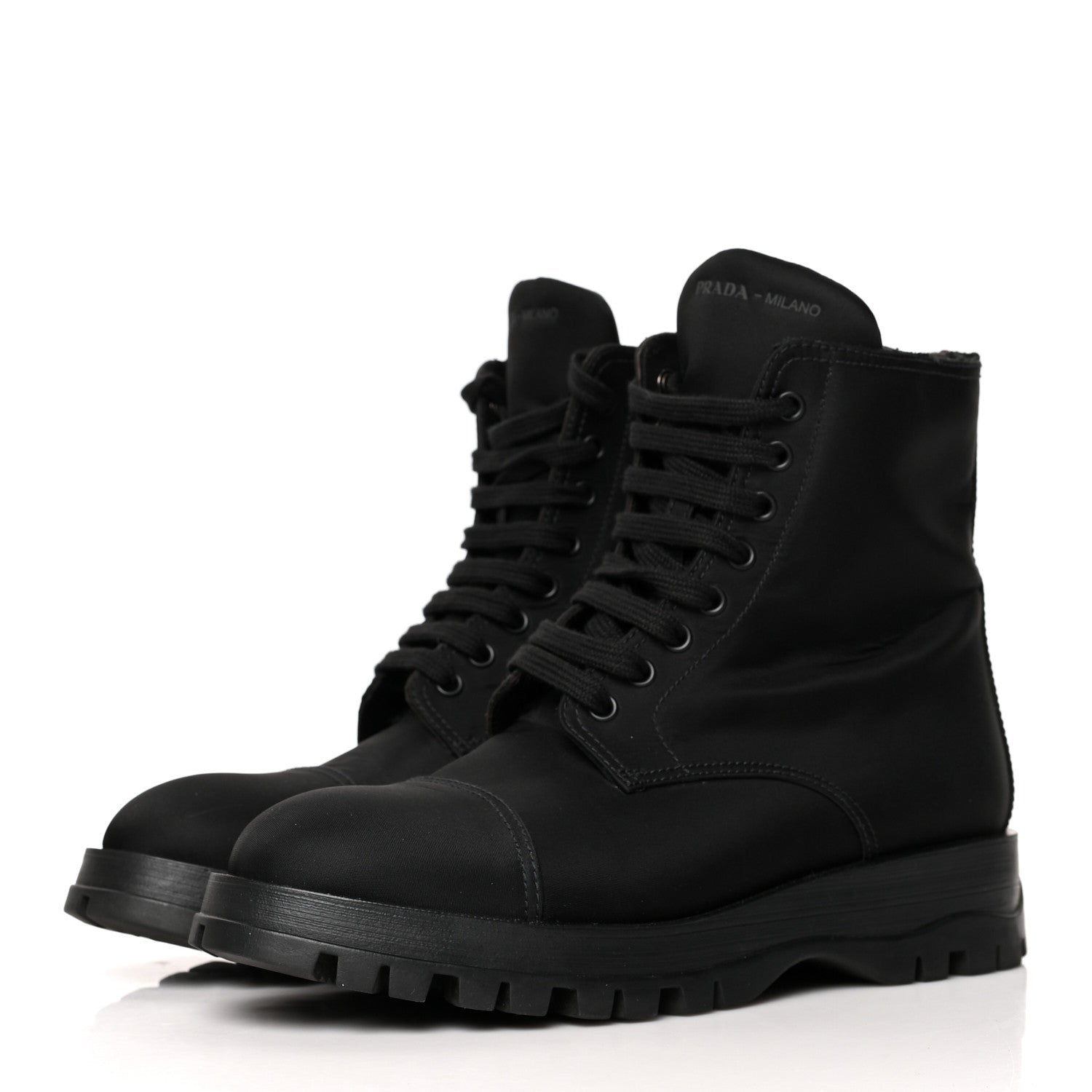 Prada Nylon Gabardine Captoe 30mm Combat Boots 37.5 Black 3 of 8