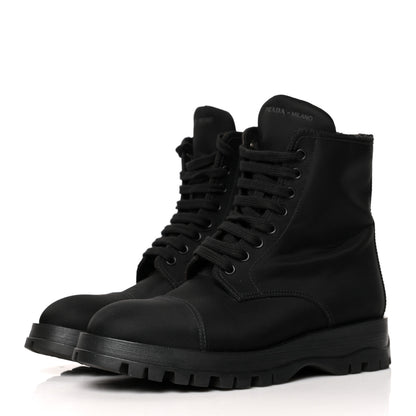 Prada Nylon Gabardine Captoe 30mm Combat Boots 37.5 Black 3 of 8