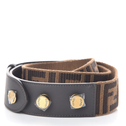 Fendi Ribbon Vitello Century FF 1974 Flat Studded Strap You Fango Marrone Ebano 2 of 3