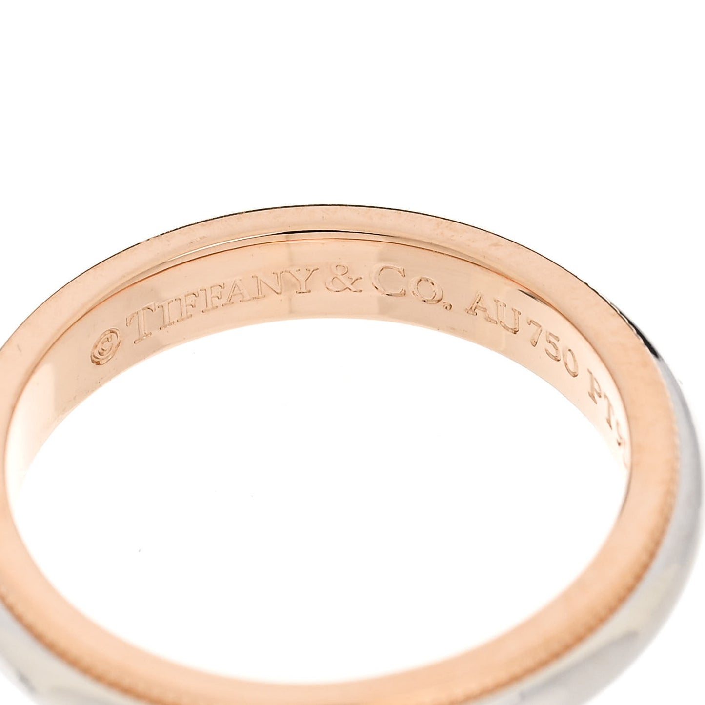 Platinum 18K Rose Gold 3mm Milgrain Band Ring 50 5.5