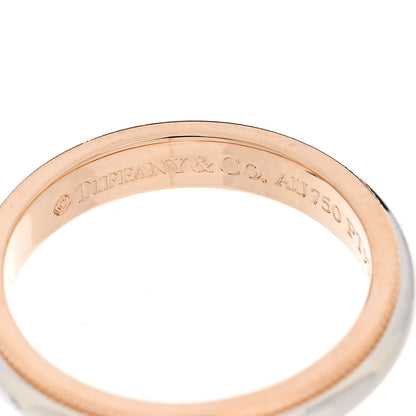 Tiffany Platinum 18K Rose Gold 3mm Milgrain Band Ring 50 5.5 5 of 5
