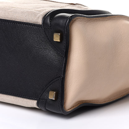 Celine Calfskin Linen Micro Tri-Color Luggage Beige 4 of 9