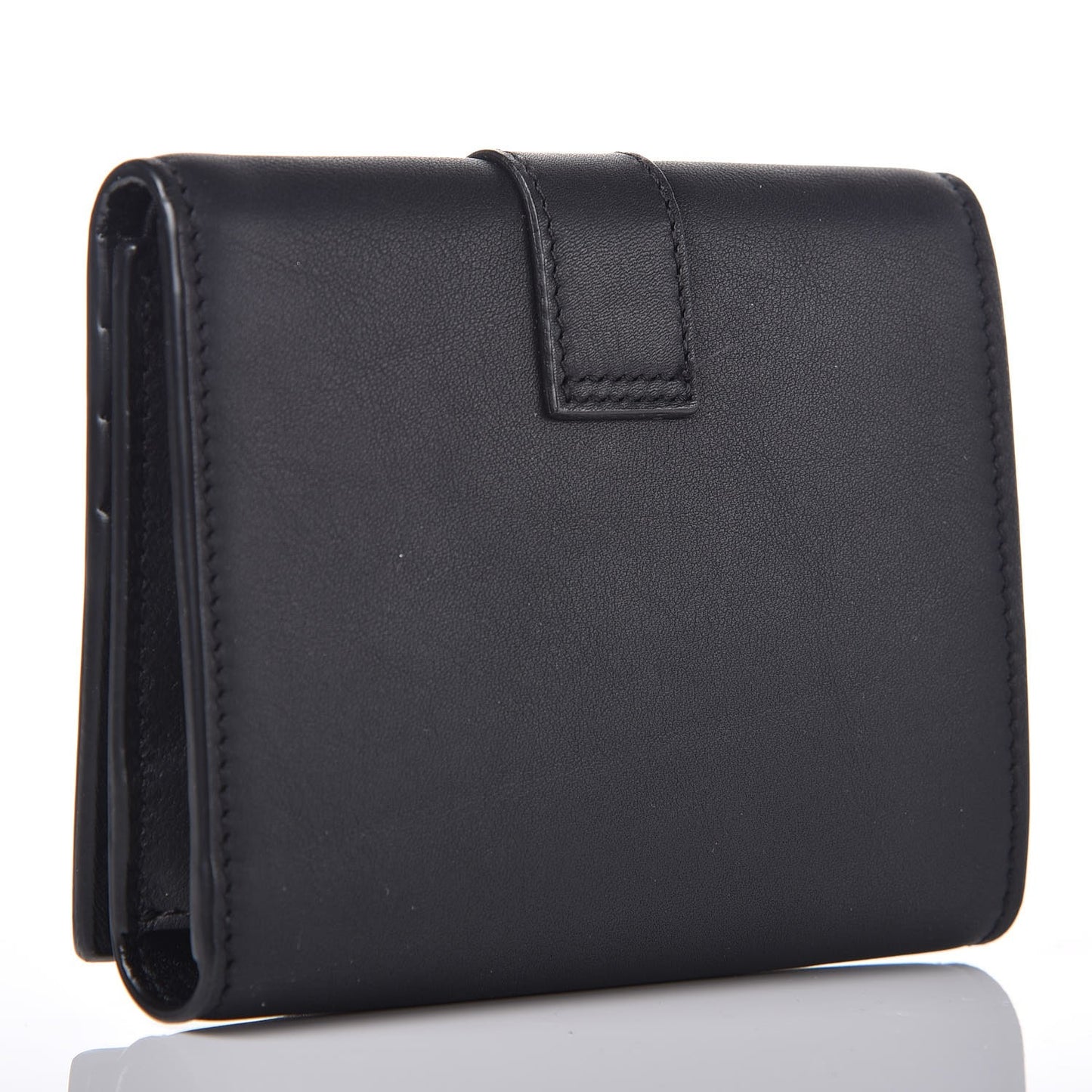 Calfskin Classic Y Compact Wallet Black