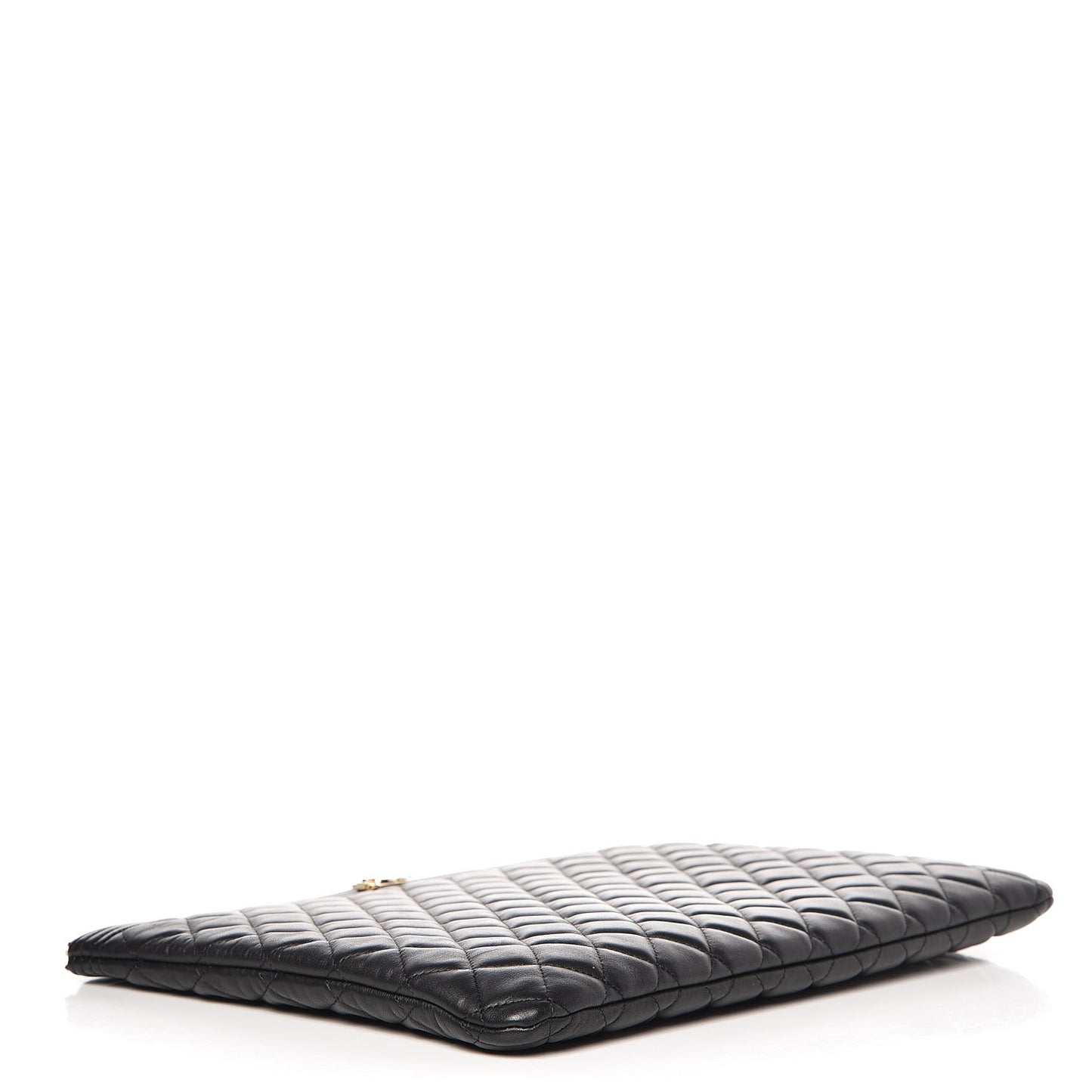 Lambskin Quilted Large Boy Cosmetic Case Black