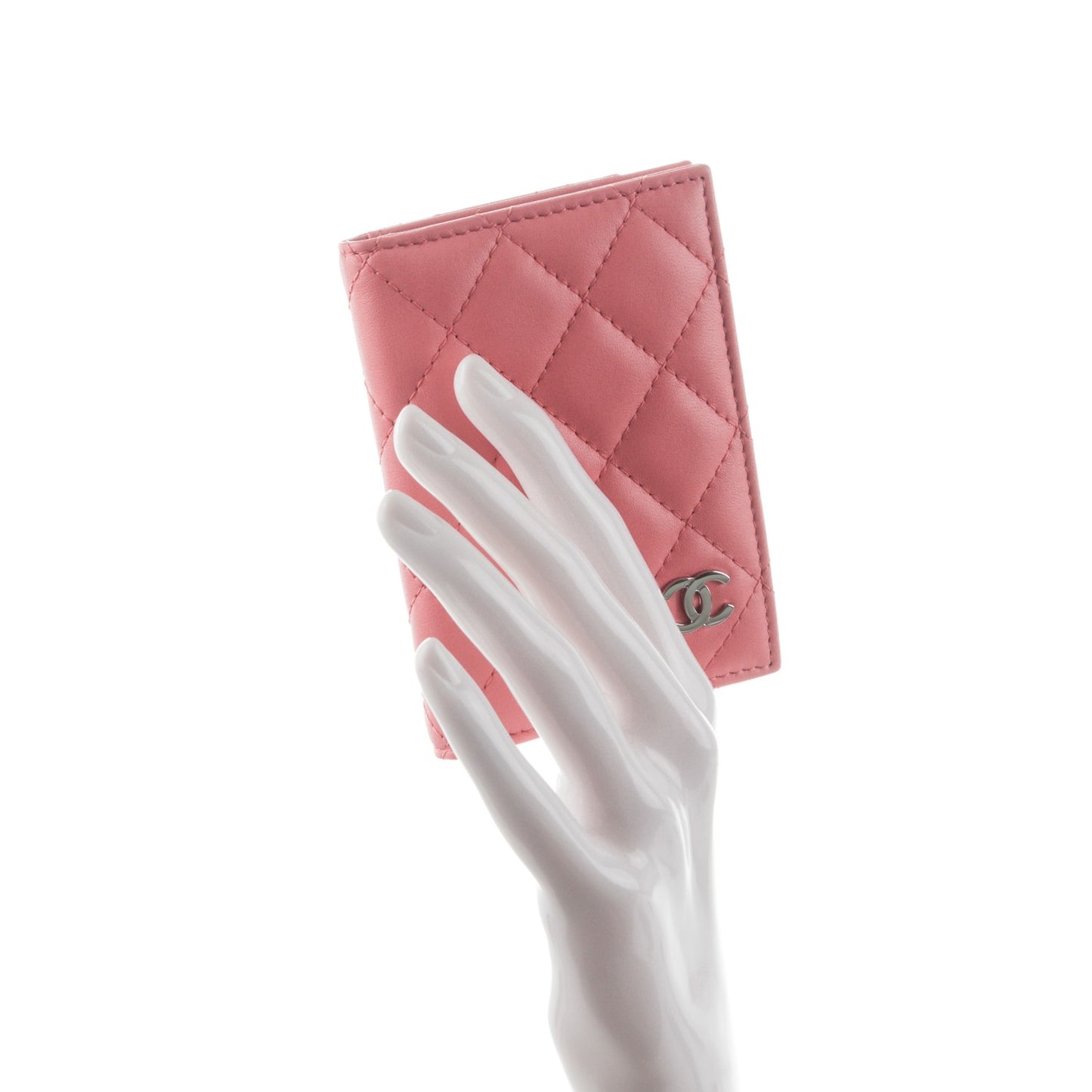 Lambskin Quilted Card Holder Wallet Pink